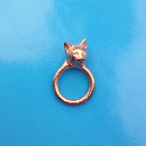 ring cat head gold 