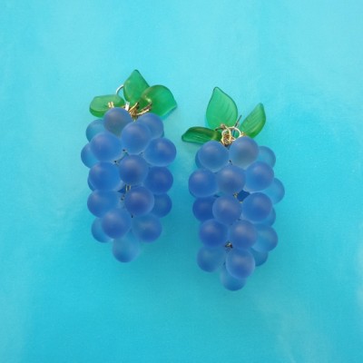 126earring glass grape blue 72