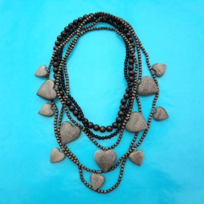 2 necklace wood heart snake large 72