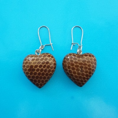 37earring wood heart snake brown 72