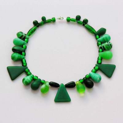 43 necklace glass drop green 72 - kopie