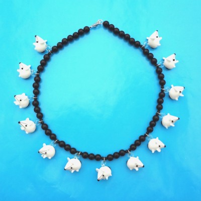 necklace glass rat white 72