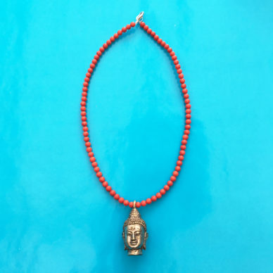 necklace buddha one coral 72