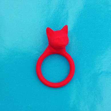 3D ring cat head red 72