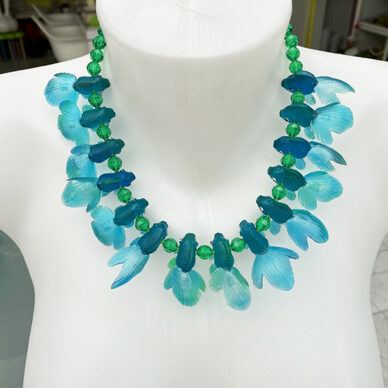 necklace fish blue green 72