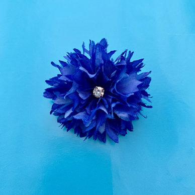 brooch silk flower cornflower 72